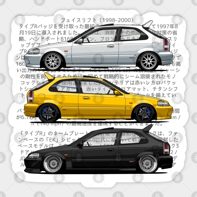 Civic's Ek - Type R Sticker by LpDesigns_